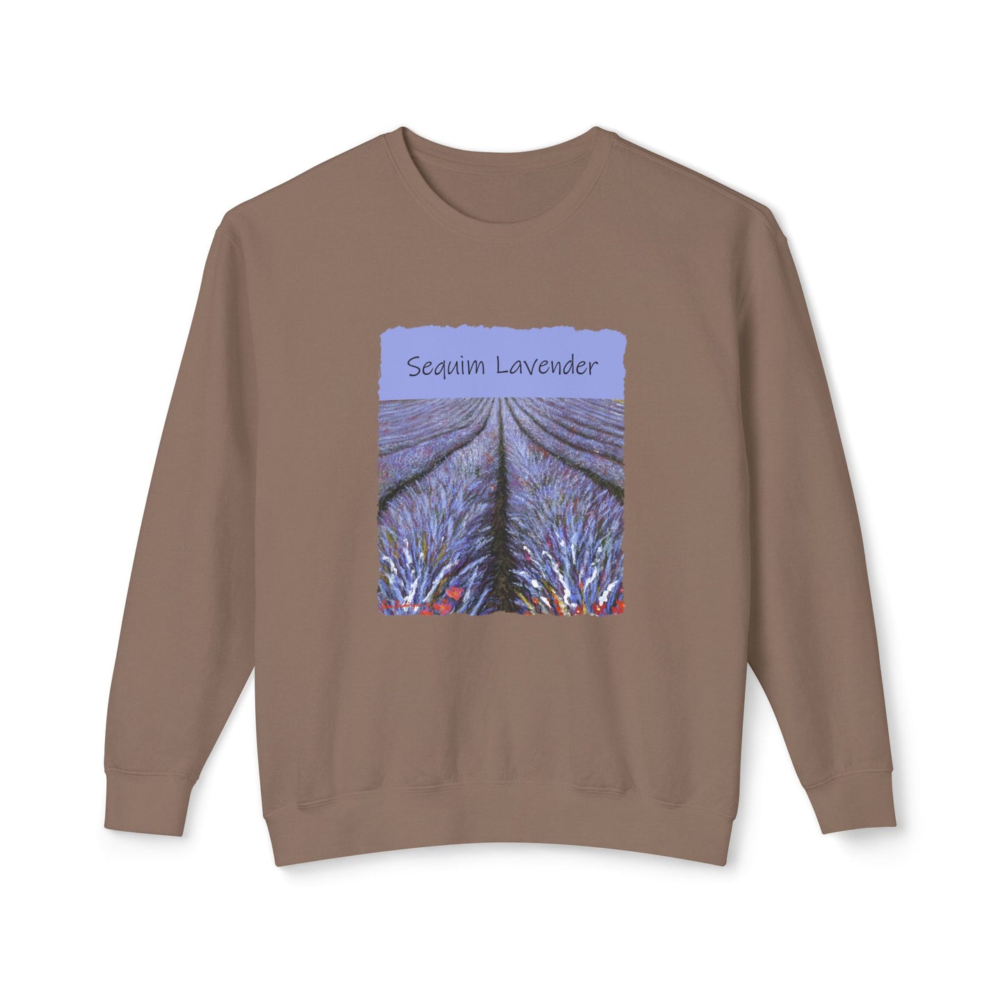 Lavender Field, Sequim WA - Unisex Lightweight Crewneck Sweatshirt by Artist Marie Frederique