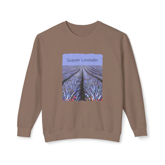 Lavender Field, Sequim WA - Unisex Lightweight Crewneck Sweatshirt by Artist Marie Frederique