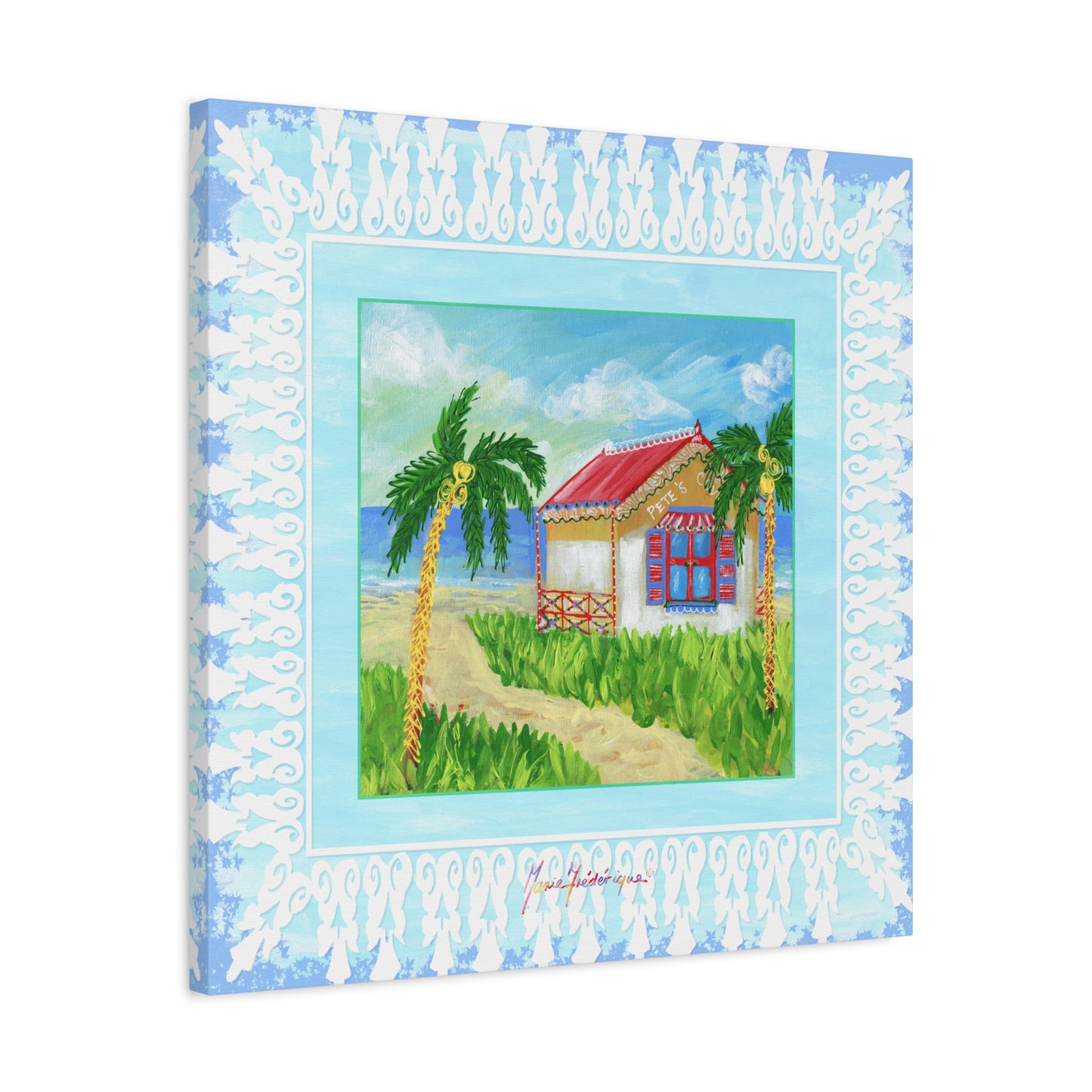 Beach cabin, Coastal Canvas Wall Art - by artist Marie Frederique