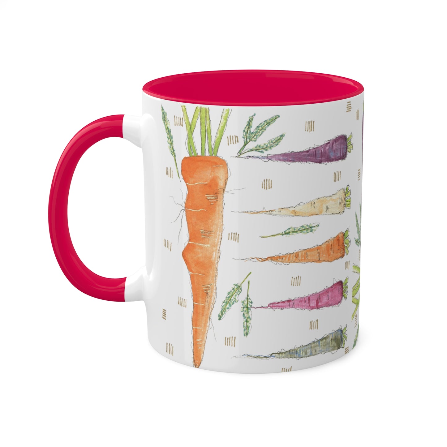 Rainbow Carrot - Colorful Mugs, 11oz in 5 colors by Artist Marie Frederique