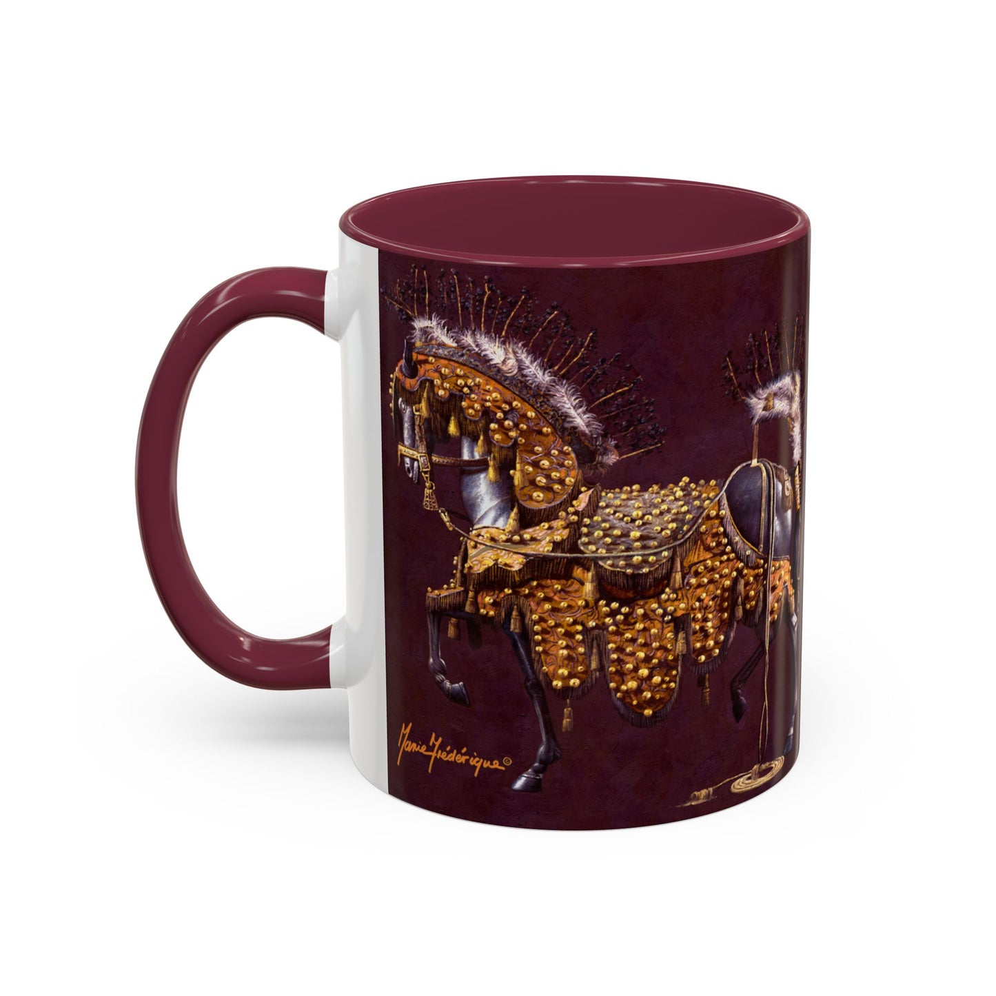 Horse in Antique Ceremonial Gold - Colorful Mug by Artist Marie Frederique