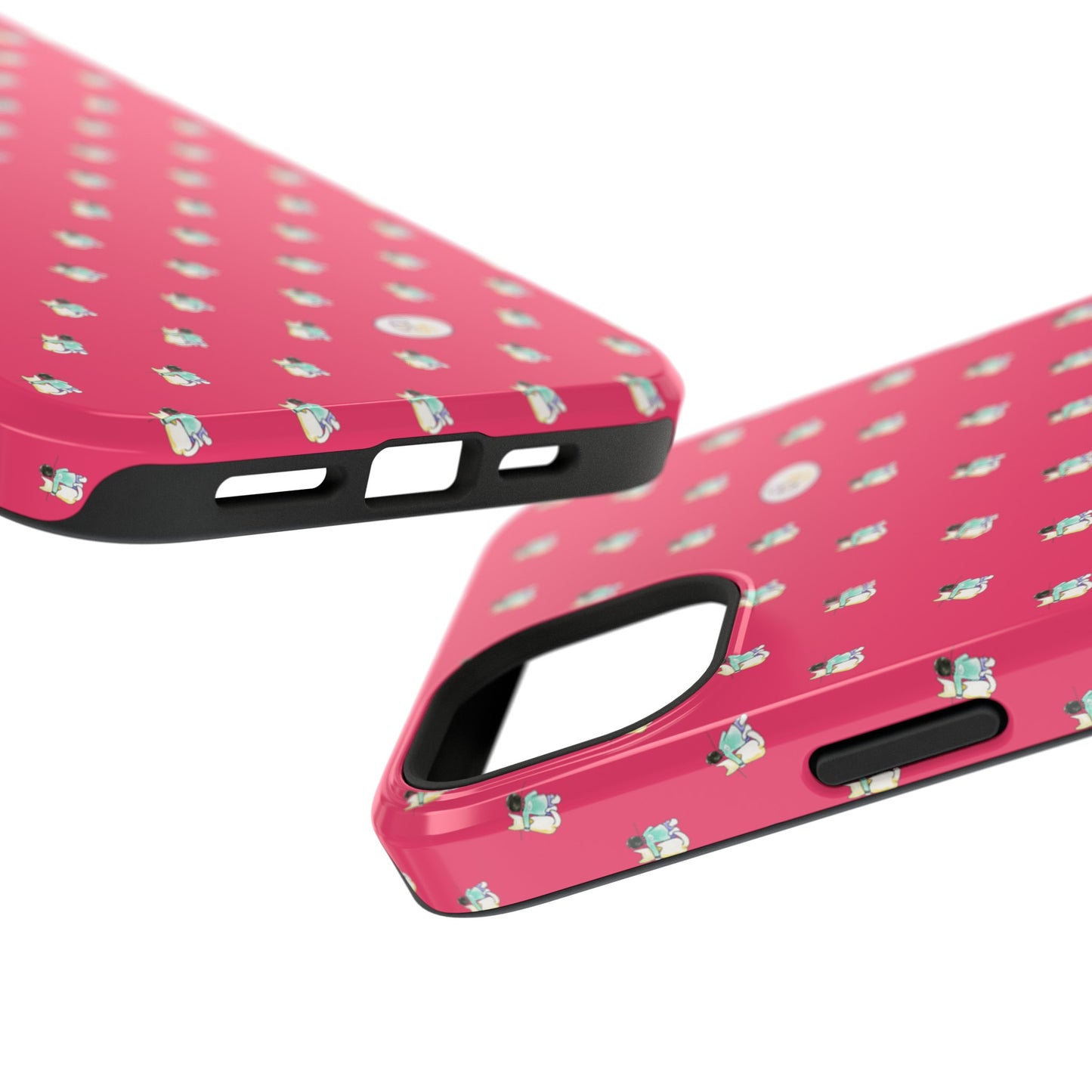 CTS Pink - repeat pattern boy and dog, Impact-Resistant Phone Cases by artist Marie Frederique