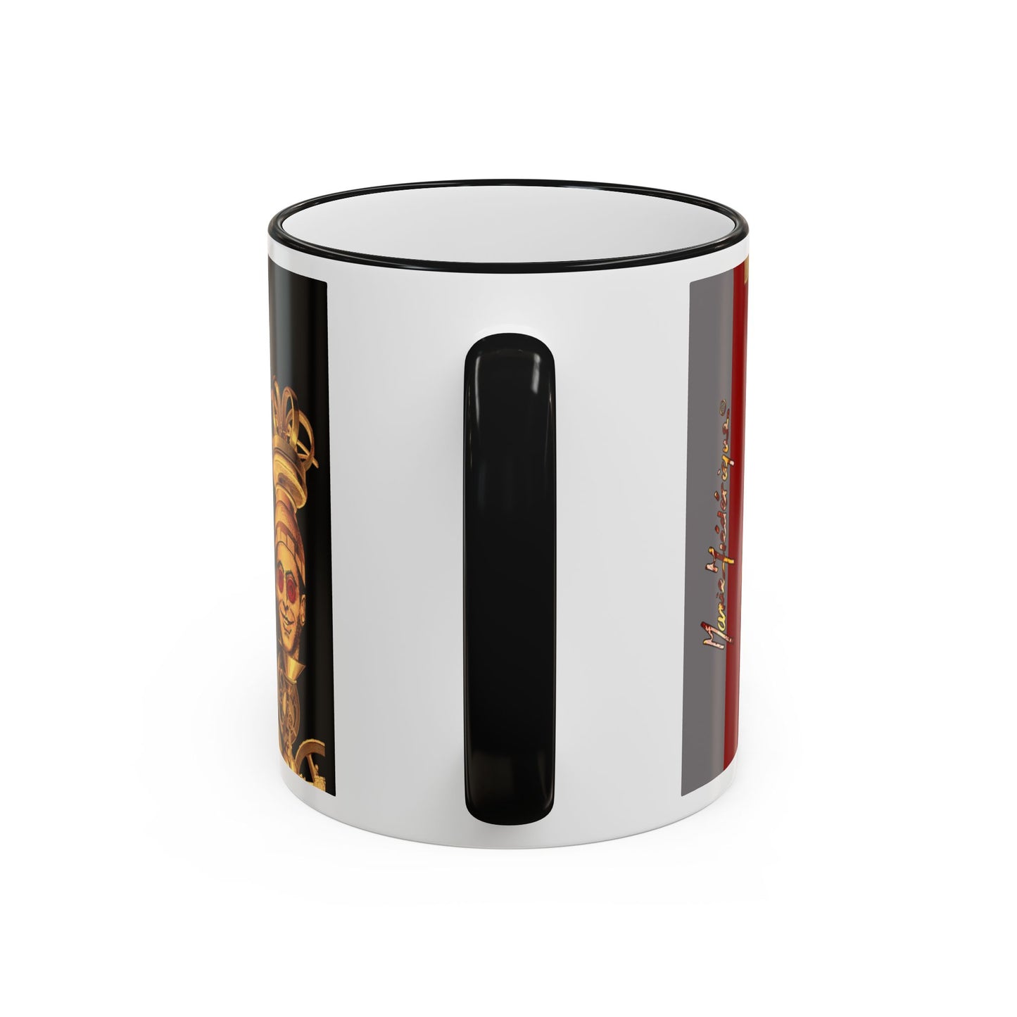 Gold Skull Pattern Accent Rim Mug – Gothic Baroque Coffee Cup by artist Marie Frederique