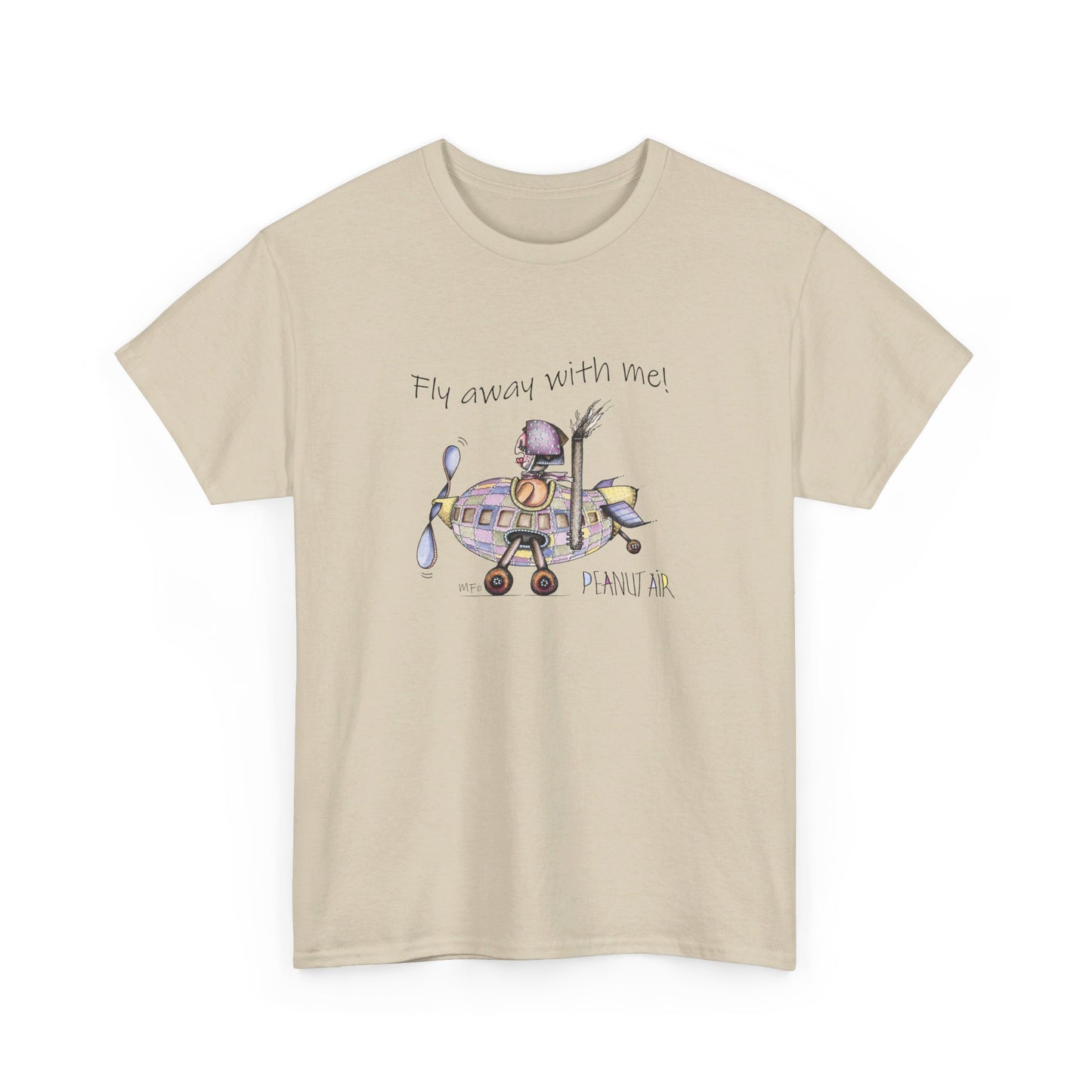 PEANUT AIR, "Fly away with me!" Unisex Heavy Cotton Tee by artist Marie Frederique (S - 5XL)