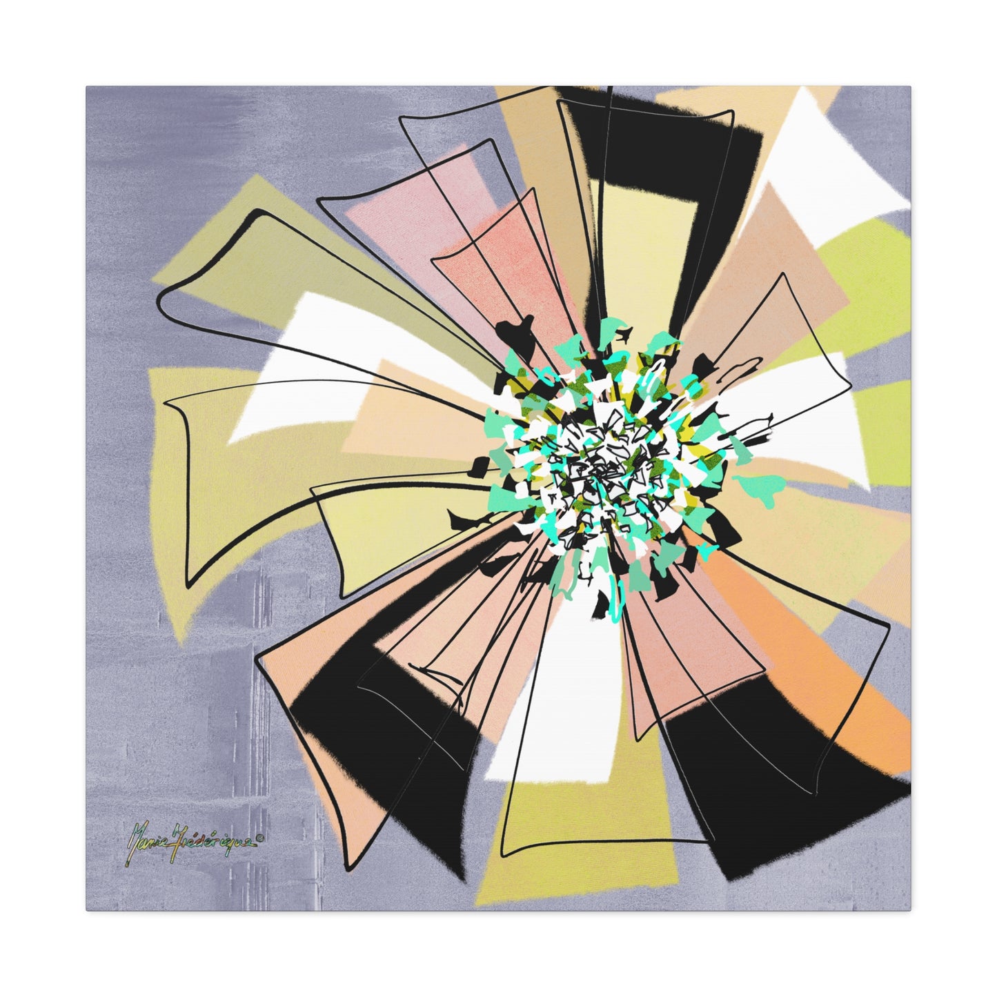 Abstract Floral Pinwheel Canvas Art Print by artist Marie Frederique