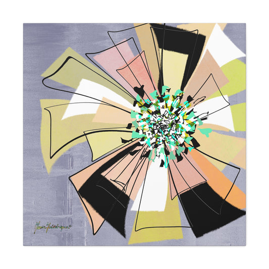 Abstract Floral Pinwheel Canvas Art Print by artist Marie Frederique