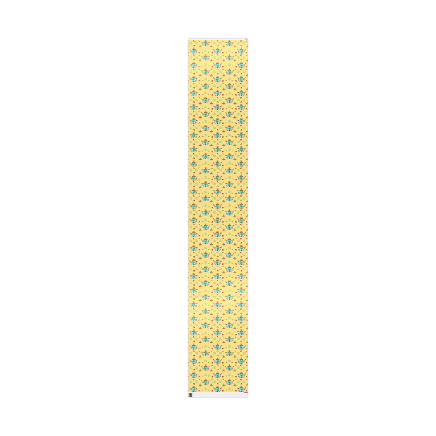 Spring Garden Chicken Wrapping Paper Roll — Yellow Floral chicken Pattern Gift Wrap by artist Marie Frederique