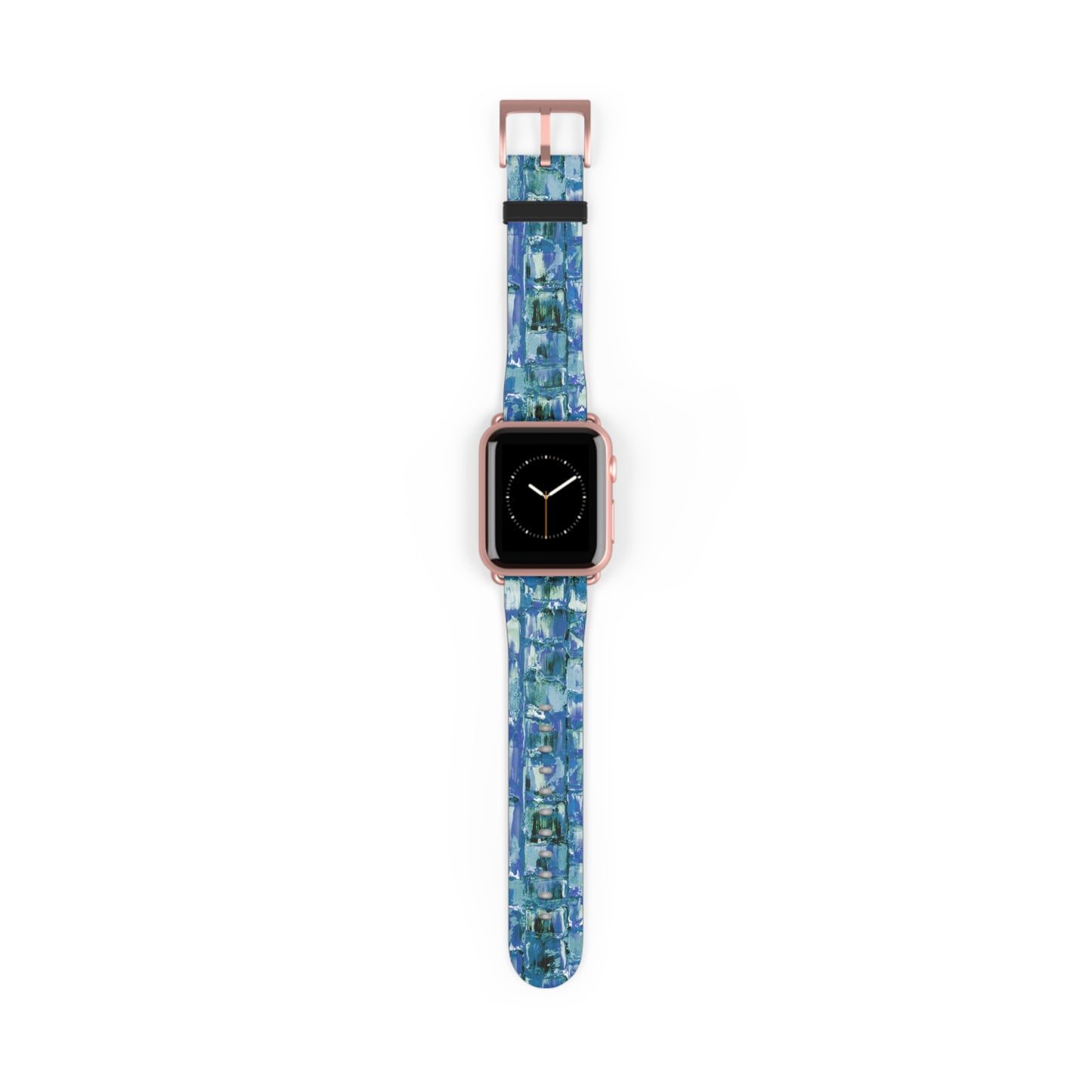 Abstract Series, Fun Blue & White toned pallet knife faux leather Watch Band by artist Marie Frederique