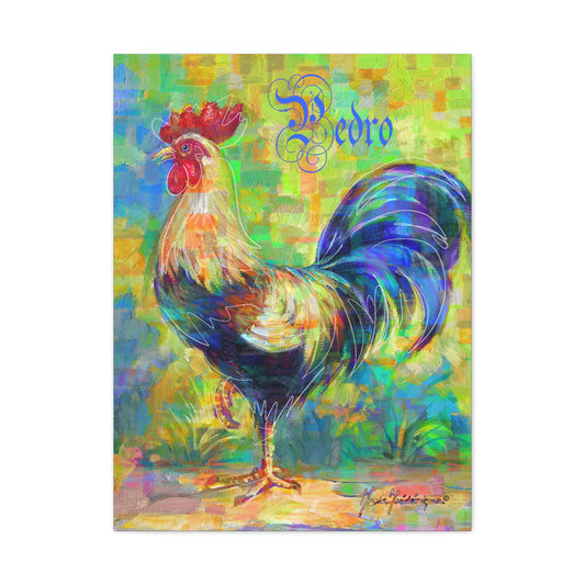 Vibrant Rooster, PEDRO Canvas Wall Art by artist Marie Frederique