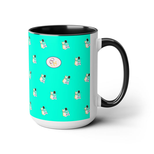 CTS Aqua - Coffee Mug in 2 colors, Black or Pink, 15oz by Artist Marie Frederique