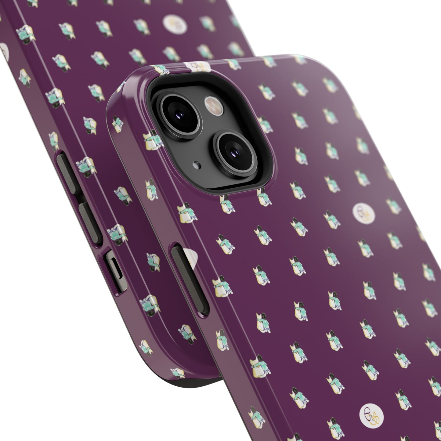 CTS Purple - repeat pattern boy and dog, Impact-Resistant Phone Cases by artist Marie Frederique