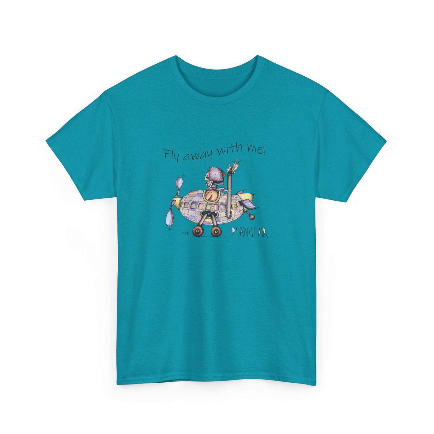 PEANUT AIR, "Fly away with me!" Unisex Heavy Cotton Tee by artist Marie Frederique (S - 5XL)