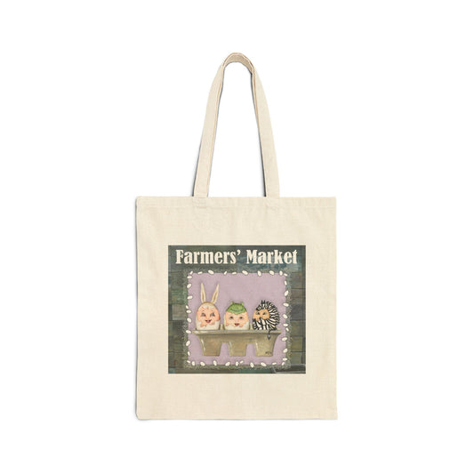 Farmers' Market Cotton Canvas Tote Bag - Eco-Friendly Shopping Bag for Produce and Groceries by artist Marie Frederique