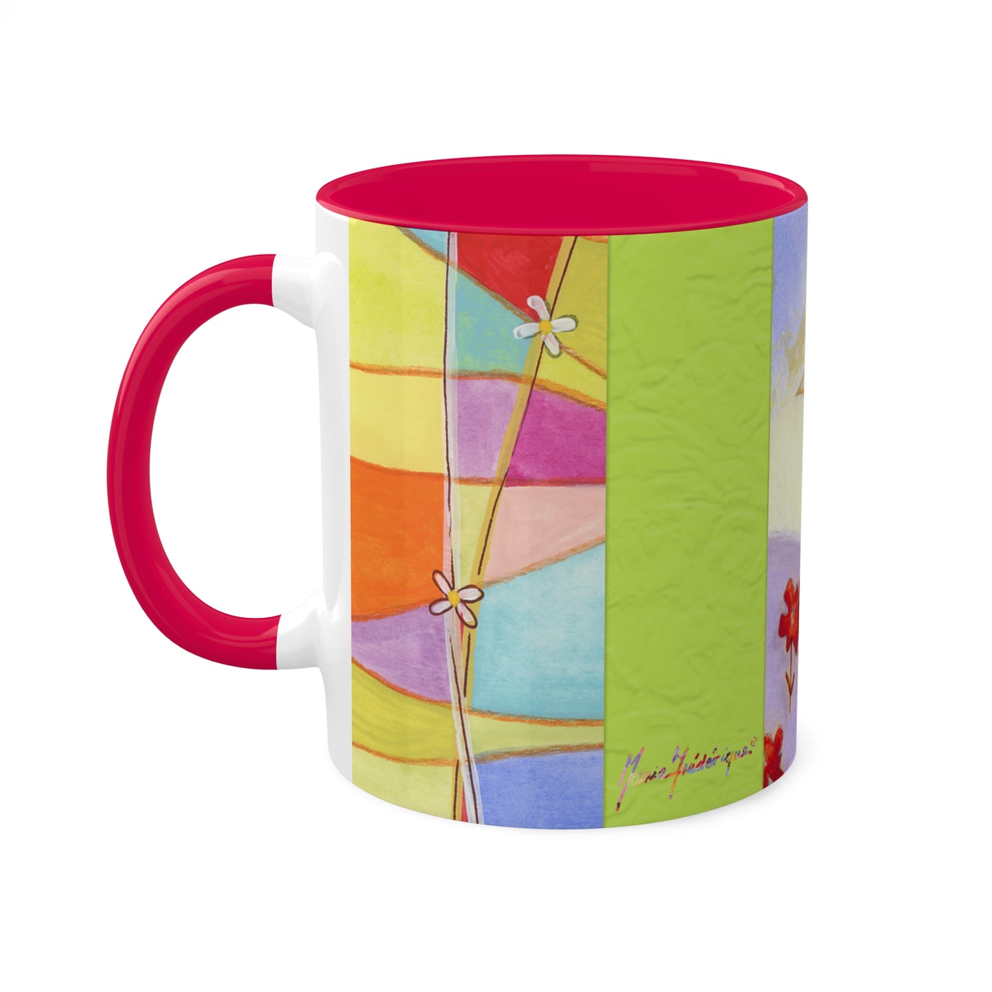 Dove, Peace offering - Colorful Mugs, 11oz by artist Marie Frederique