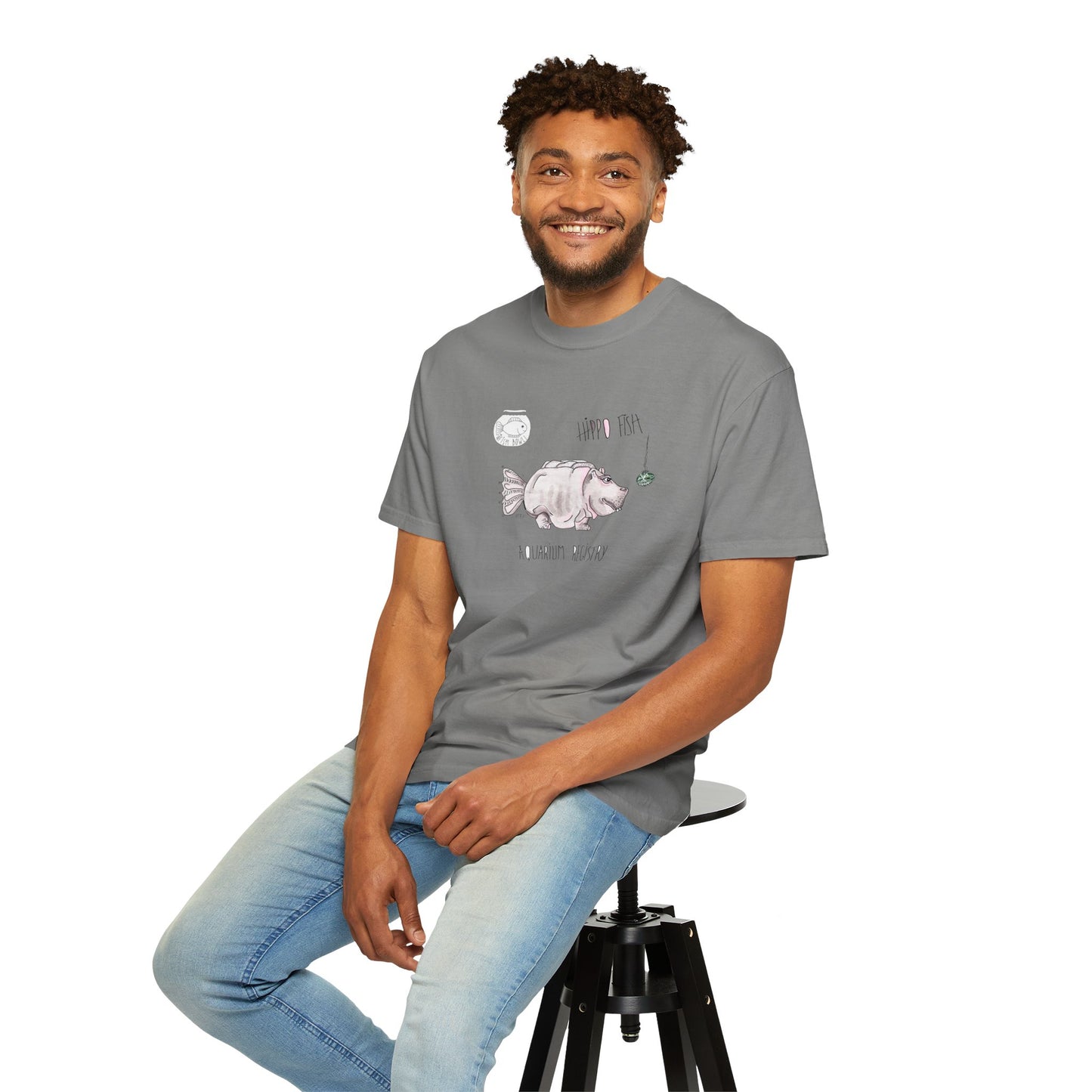 Hippo Fish Unisex T-shirt - The Fishbowl Collection by artist Marie Frederique