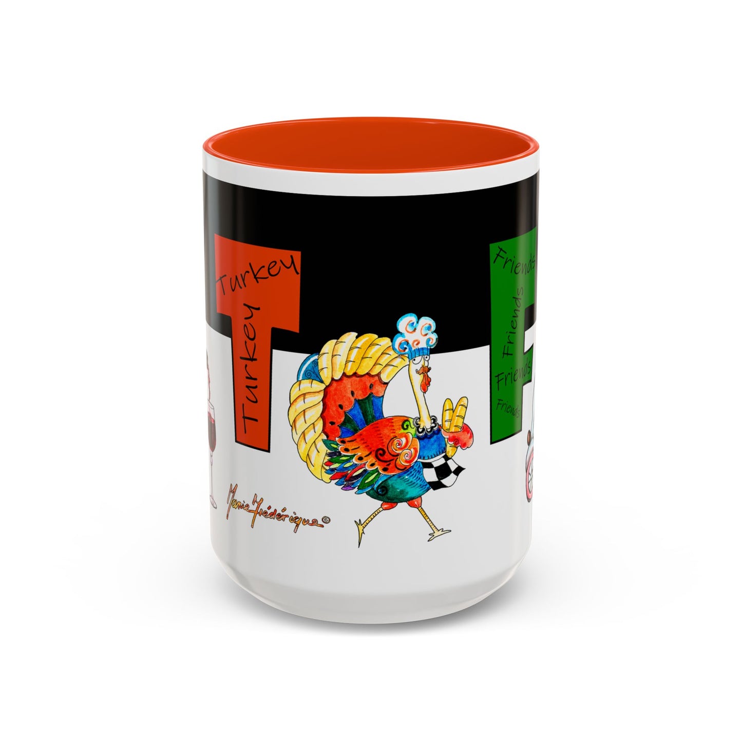 Colorful WTF Holiday Mugs by artist Marie Frederique