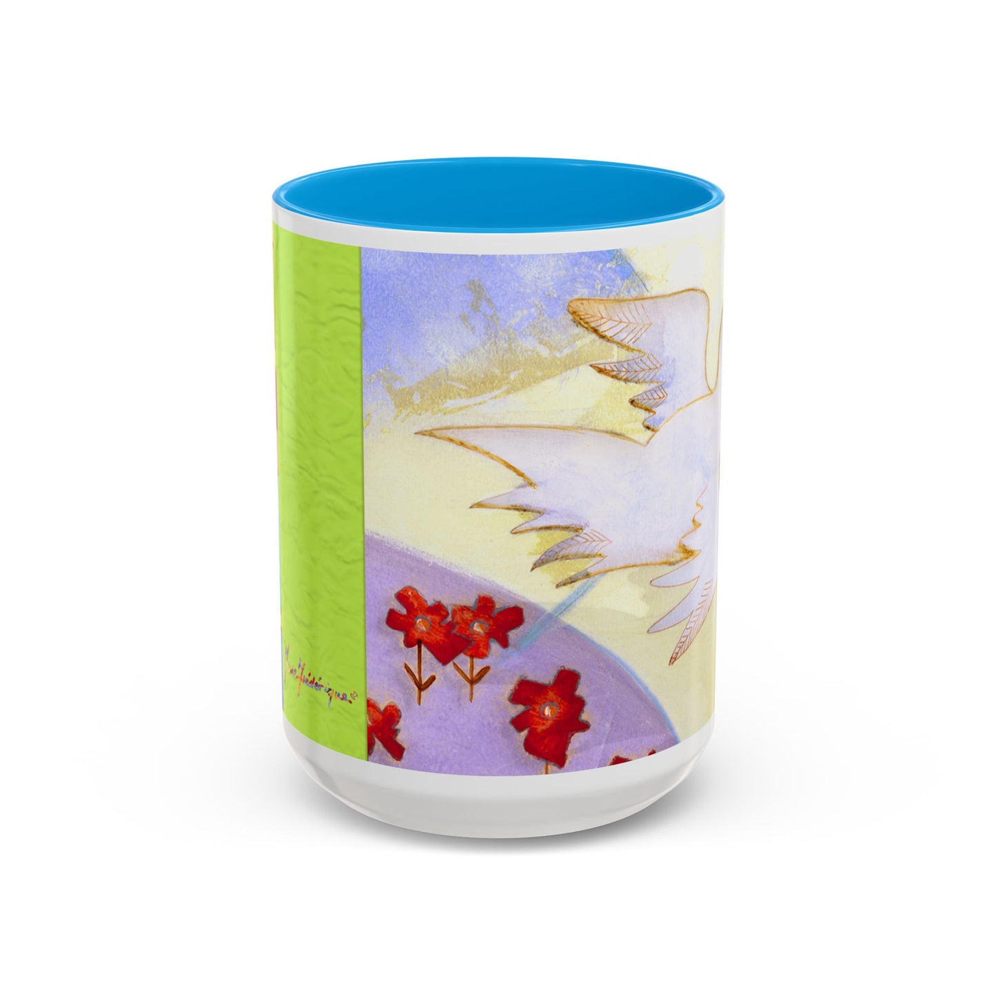 Colorful Dove, Peace offering - Colorful Mug by artist Marie Frederique