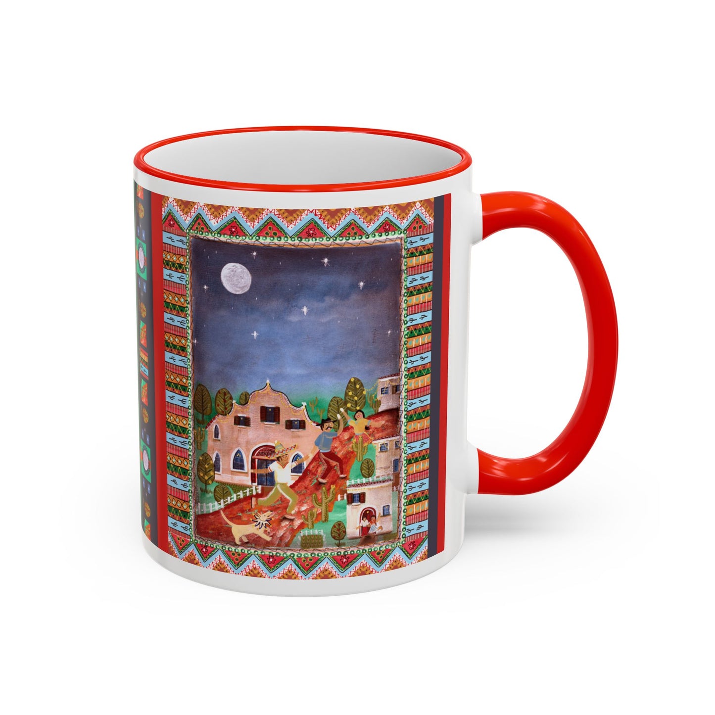 Colorful Southwestern Desert Illustration — 11oz/15oz Ceramic Coffee Cup by artist Marie Frederique
