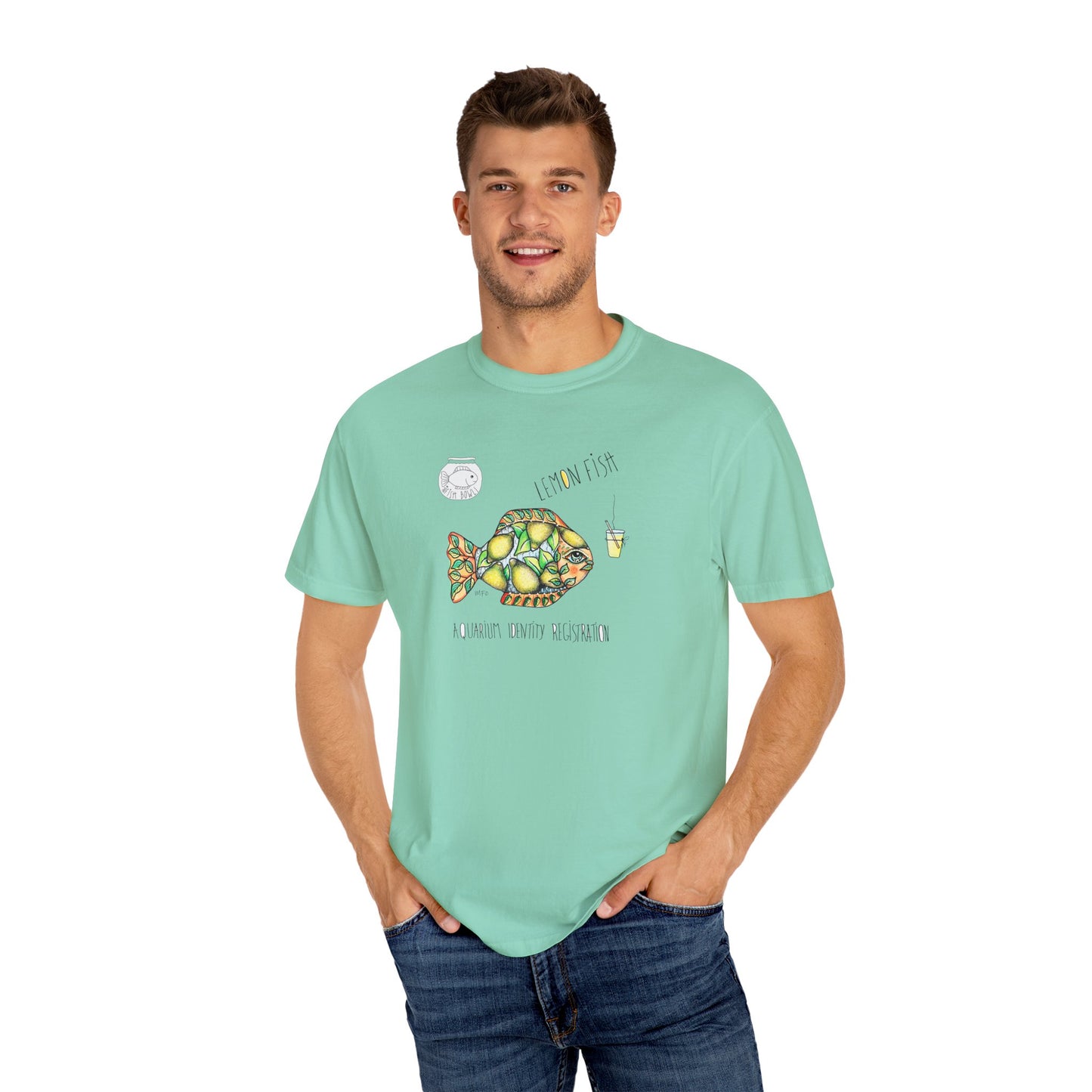 Lemon Fish Unisex T-shirt - The Fishbowl Collection by artist Marie Frederique