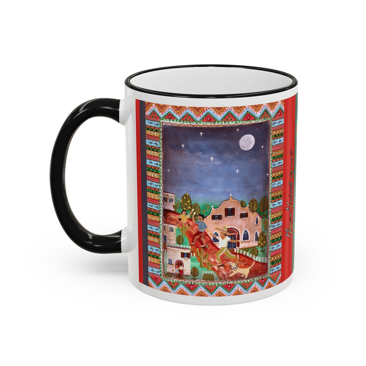 Colorful Southwestern Desert Illustration — 11oz/15oz Ceramic Coffee Cup by artist Marie Frederique