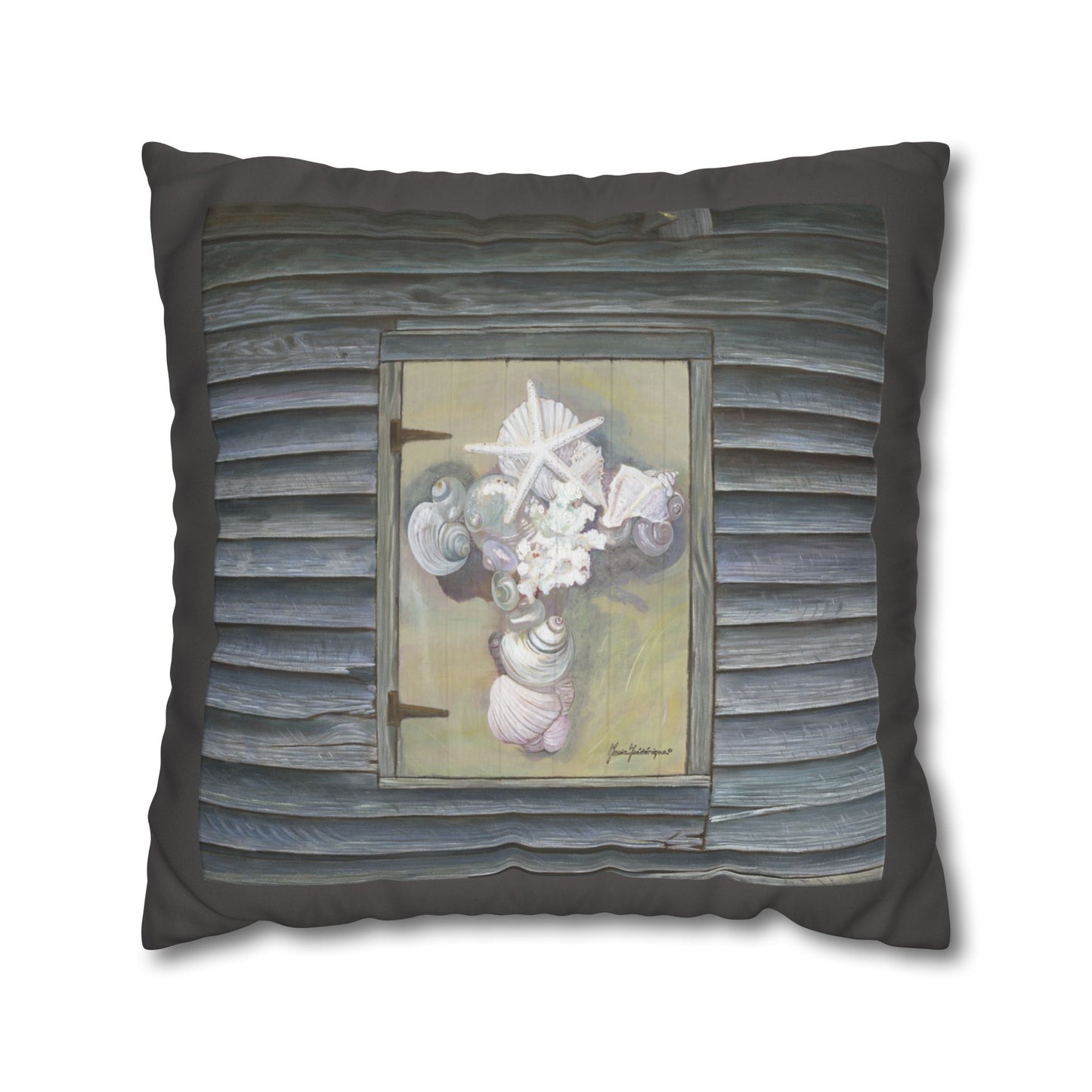 Coastal Starfish Cross, Faux Suede Pillowcase by artist Marie Frederique