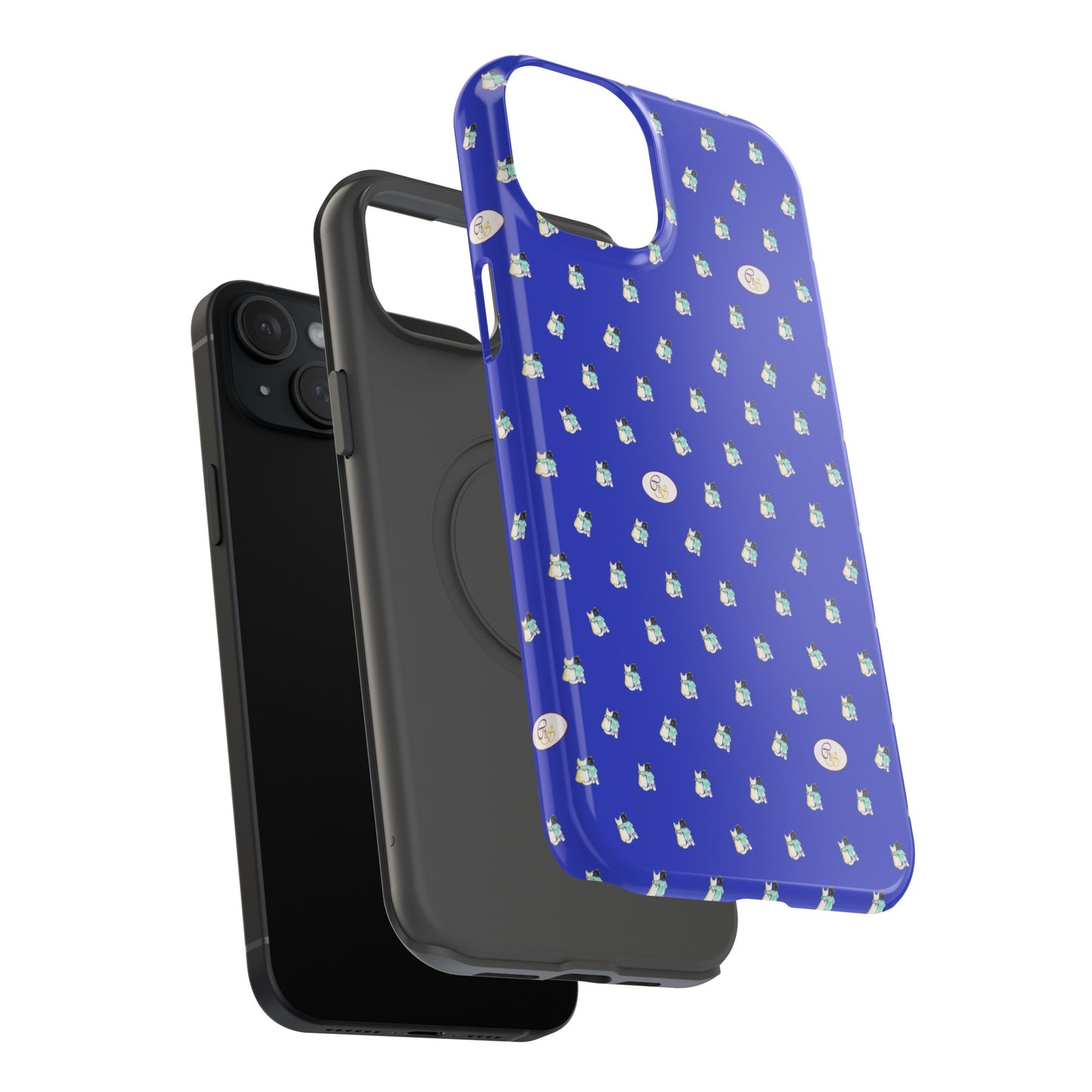 CTS Blue - repeat pattern boy and dog, Impact-Resistant Phone Cases by artist Marie Frederique