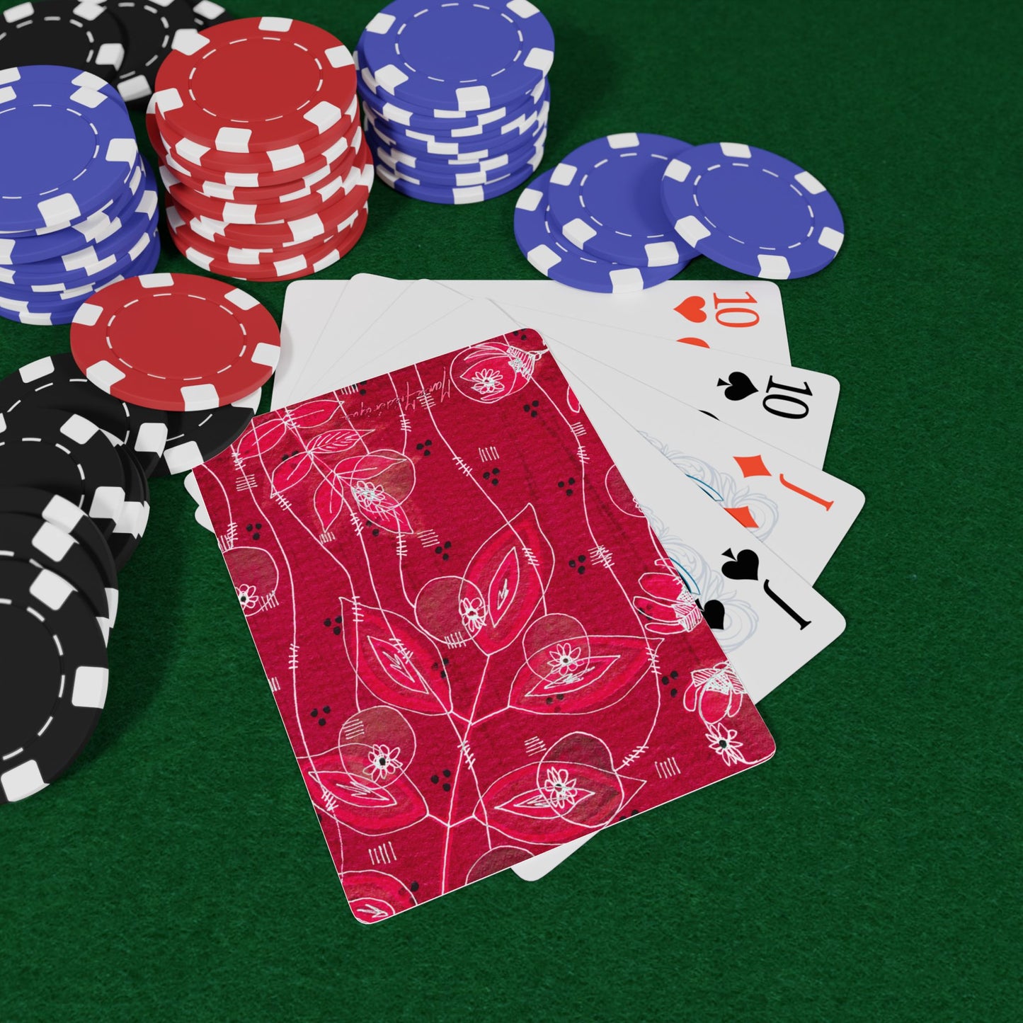 Poppy Berry Stylish Floral Bridge/Poker Playing Cards - Perfect for Game Night by artist Marie Frederique