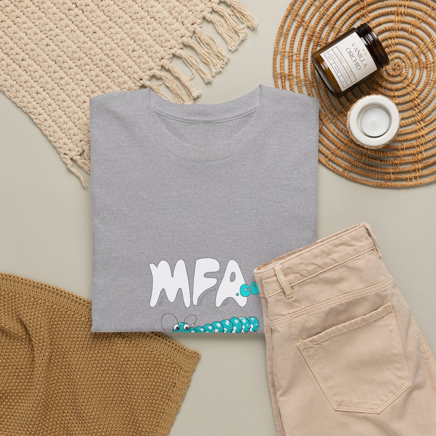Caterpillar Cute Graphic Tee — 'MFA Squirm' Minimalist T-Shirt by artist Marie Frederique