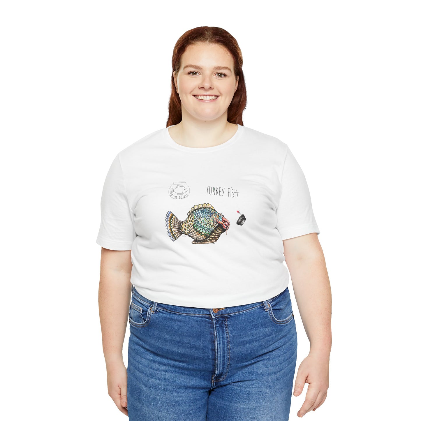 FISHBOWL, Turkey Fish - Unisex Jersey Short Sleeve Tee by artist Marie Frederique Express Delivery available