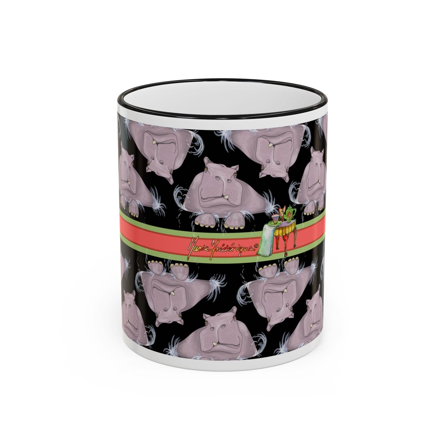 Hippo Repeat Design Gift Mug (11oz/15oz) by artist Marie Frederique