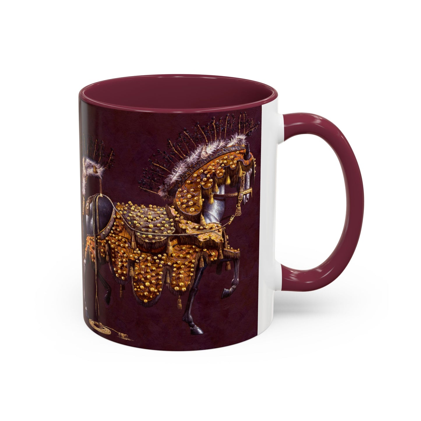 Horse in Antique Ceremonial Gold - Colorful Mug by Artist Marie Frederique