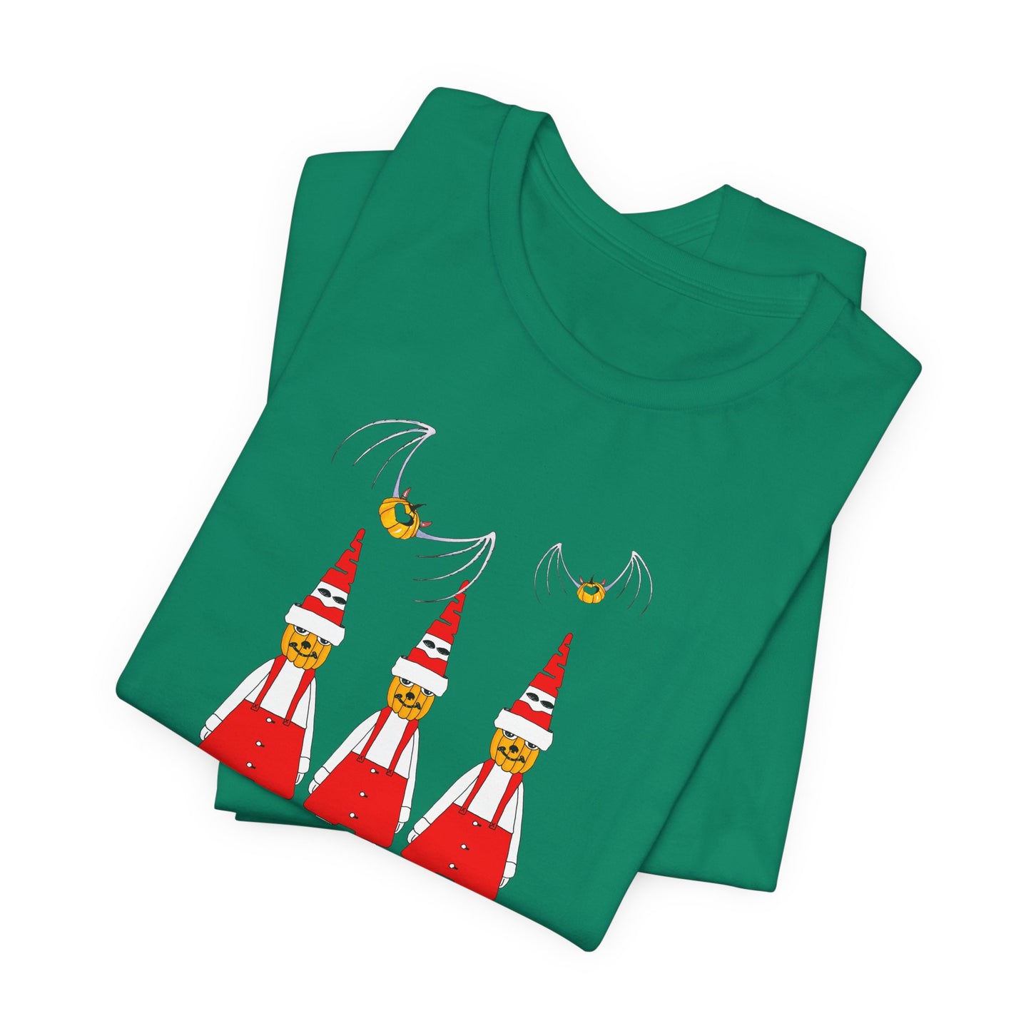 Holiday Pumpkin Santas - Unisex Short Sleeve Tee by artist Marie Frederique