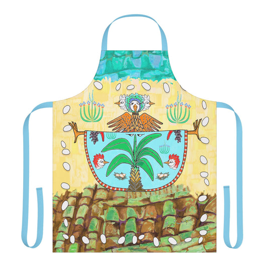 Tropical Dancing Chicken Kitchen Apron by artist Marie Frederique