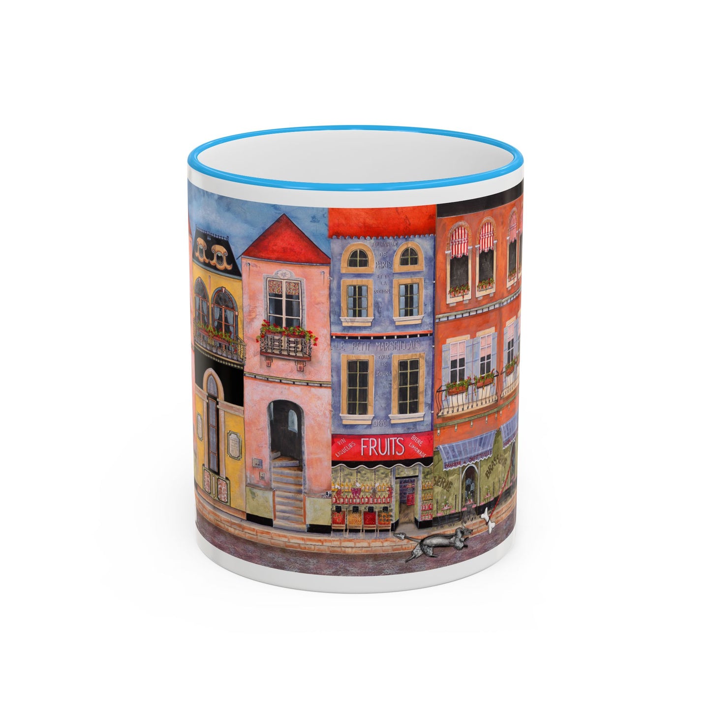 Chefetteville, Street Café Mug (11oz/15oz) - European Village Art by artist Marie Frederique