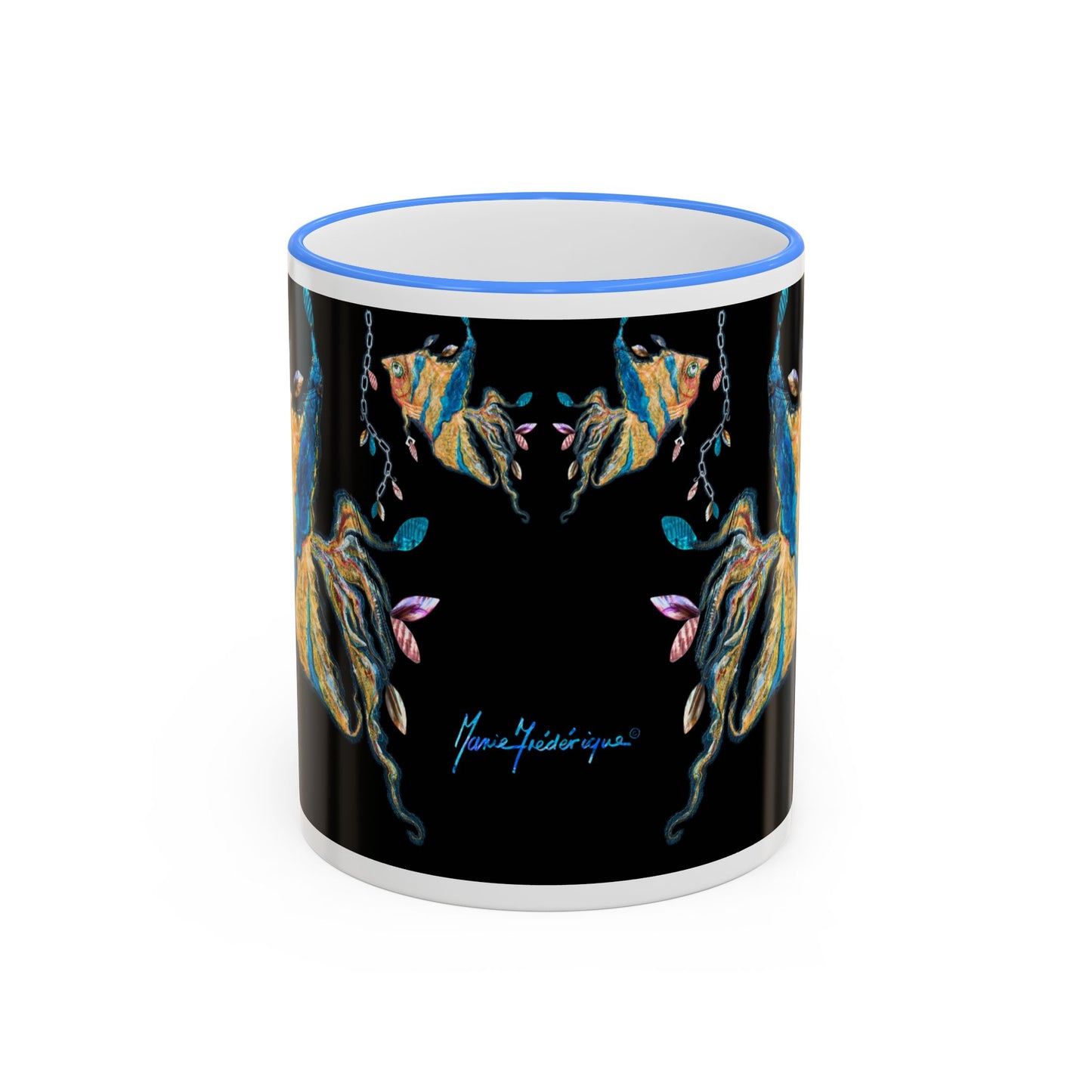 Angel Fish Artistic Sea Creature - Accent Rim Mug 11oz & 15oz by artist Marie Frederique