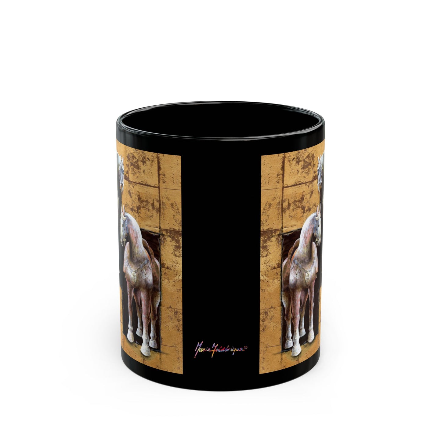 CTS Collection - Asian horse 2, Black Mug (11oz, 15oz) By Artist Marie Frederique