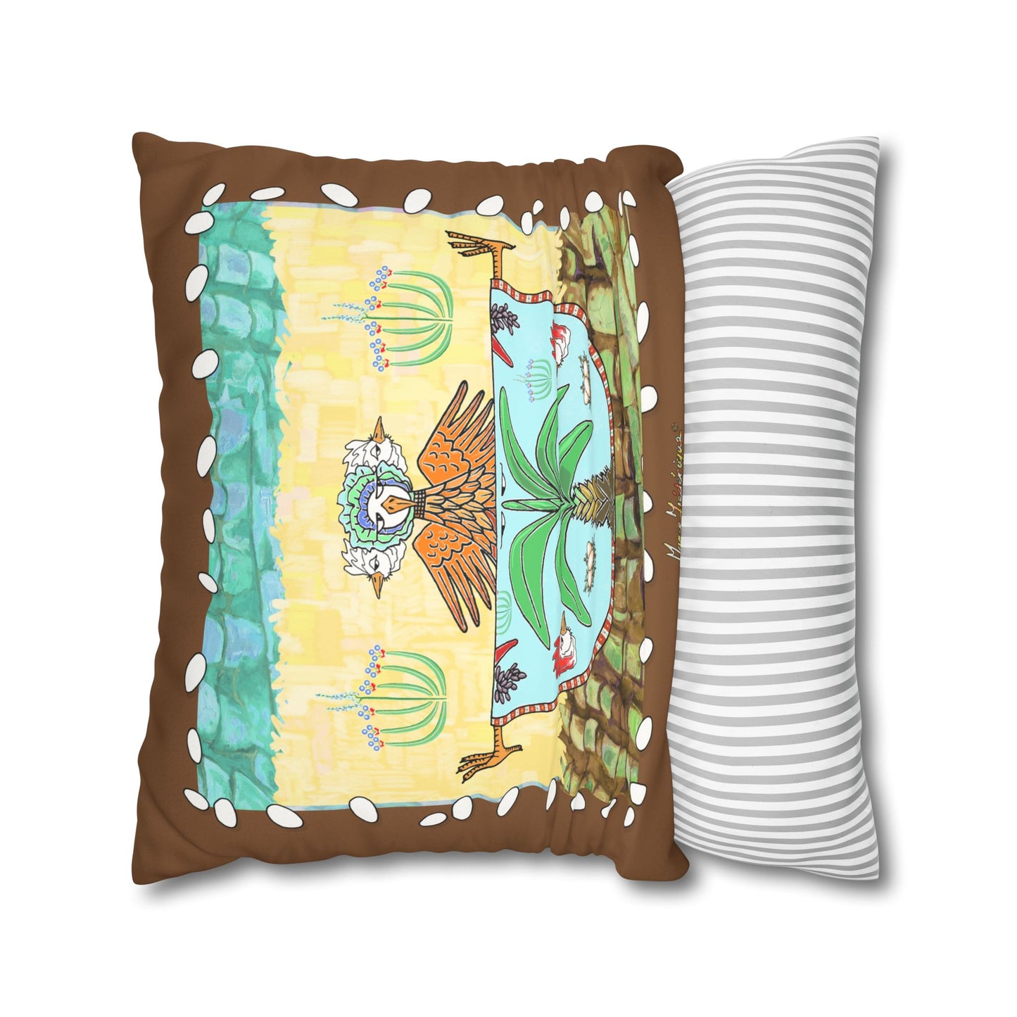 Chic Chick, Boho Faux Suede Pillowcase by artist Marie Frederique