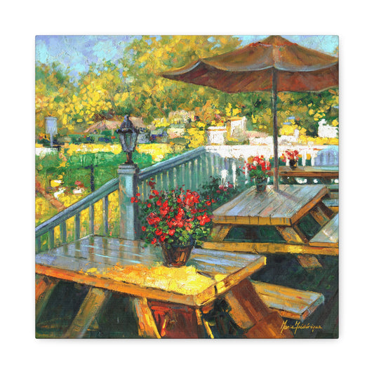 Vibrant Patio Canvas Wall Art by artist Marie Frederique