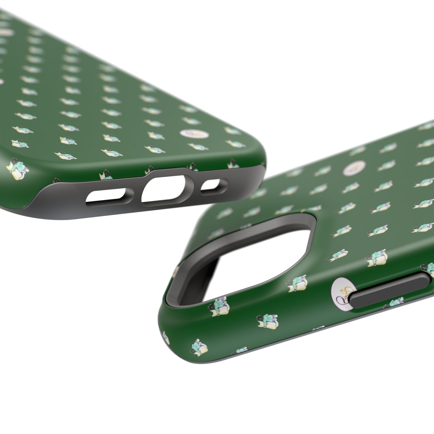 CTS Green - repeat pattern boy and dog, Impact-Resistant Phone Cases by artist Marie Frederique