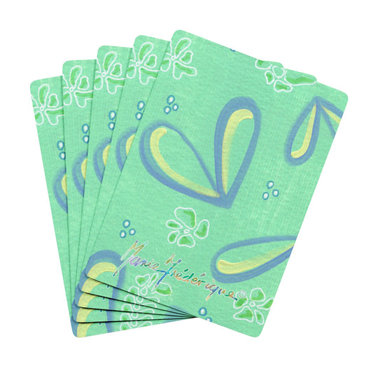 Aqua Hearts, Artistic Bridge Playing Cards Set - Unique Designs for Game Night by artist Marie Frederique