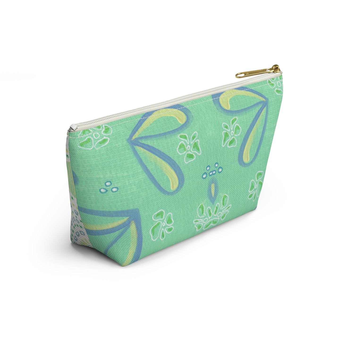 Accessory Pouch w T-bottom, Pastel pattern in blue and green and white by artist Marie Frederique