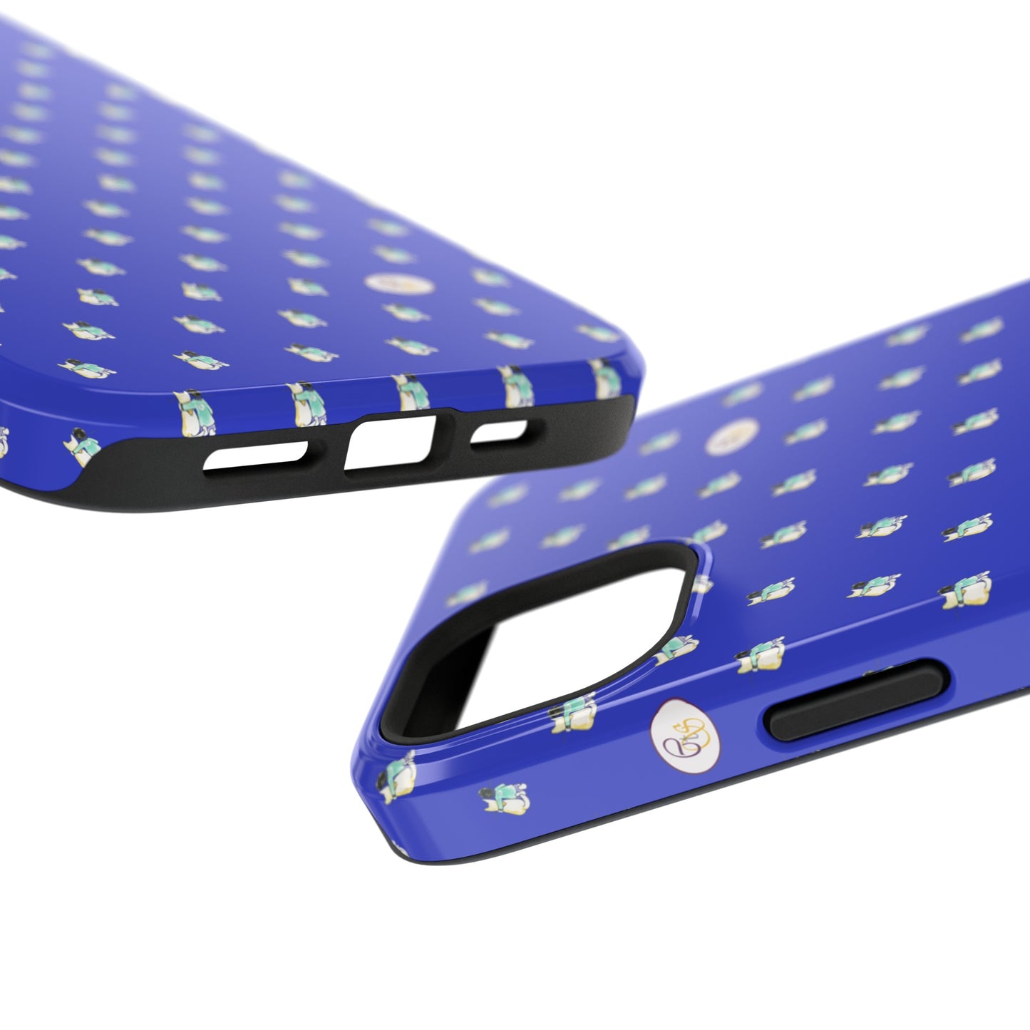 CTS Blue - repeat pattern boy and dog, Impact-Resistant Phone Cases by artist Marie Frederique