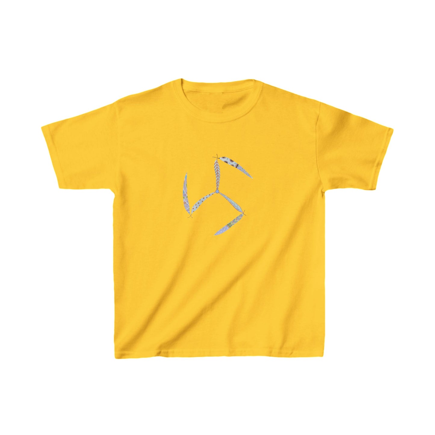 Painted leaves - Cube Symbol, Kids Heavy Cotton™ Tee by artist Marie Frederique in 6 colors