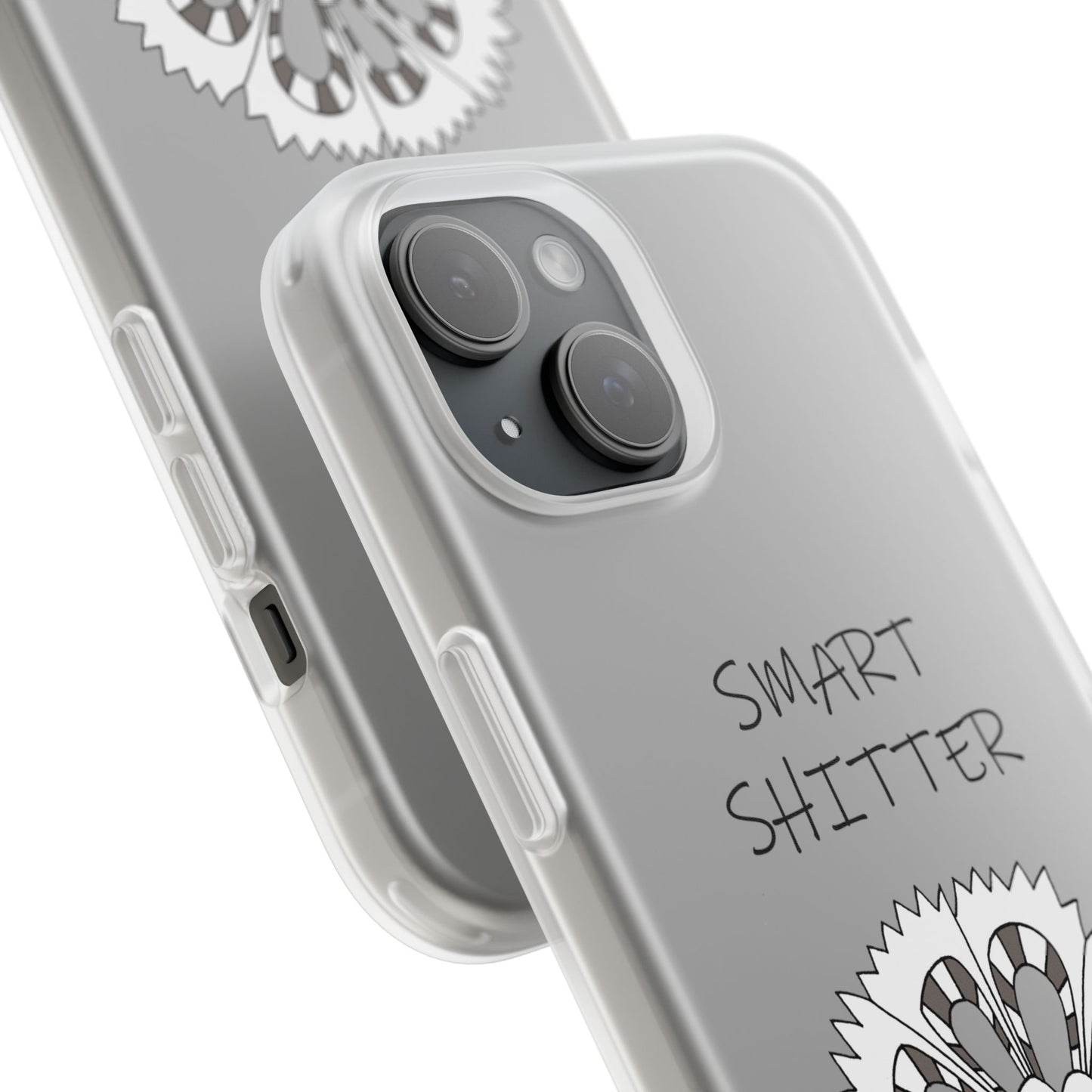 SMART SHITTER, with a Mandala Flower in black and white, Adult Humor phone case - Flexi Cases by artist Marie Frederique