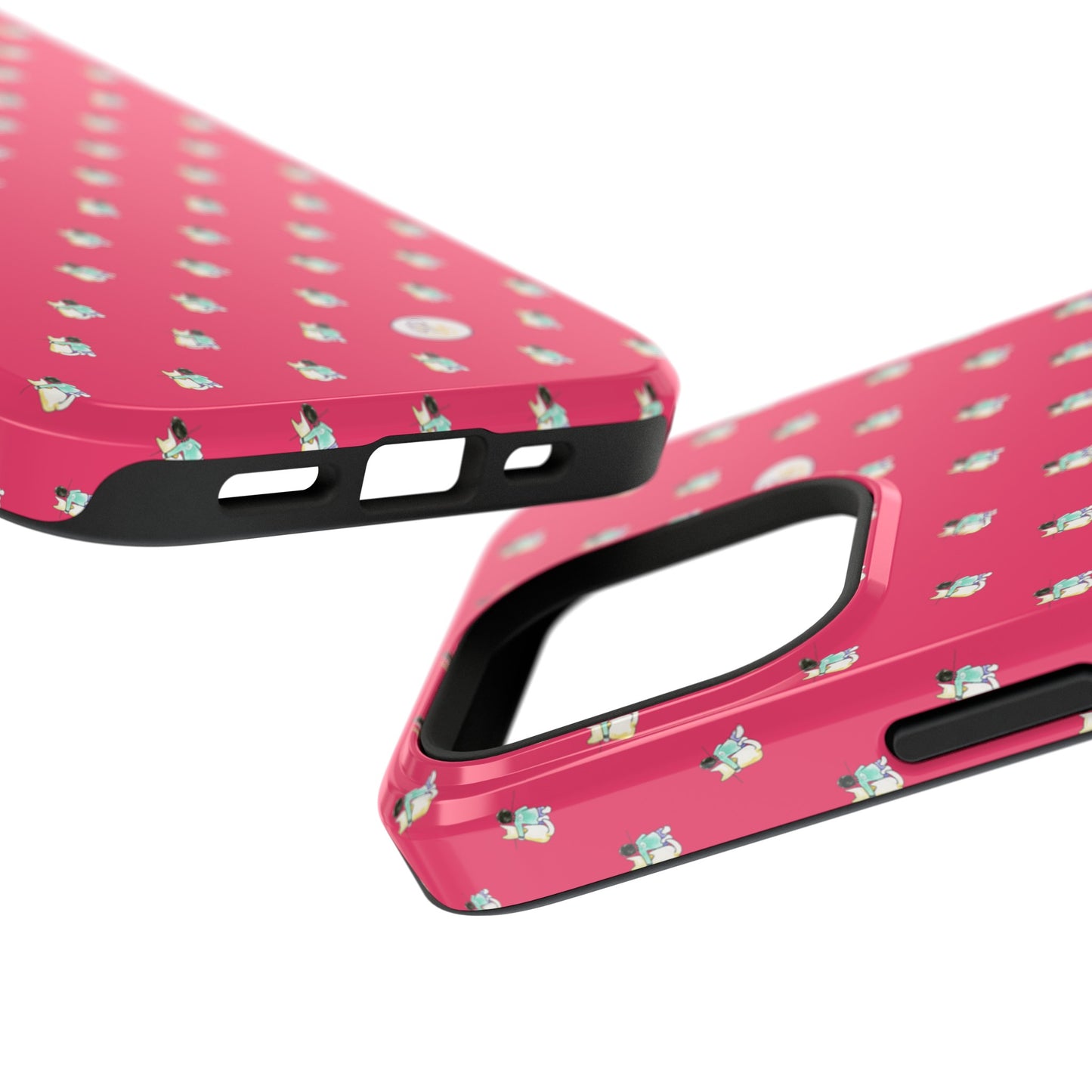 CTS Pink - repeat pattern boy and dog, Impact-Resistant Phone Cases by artist Marie Frederique