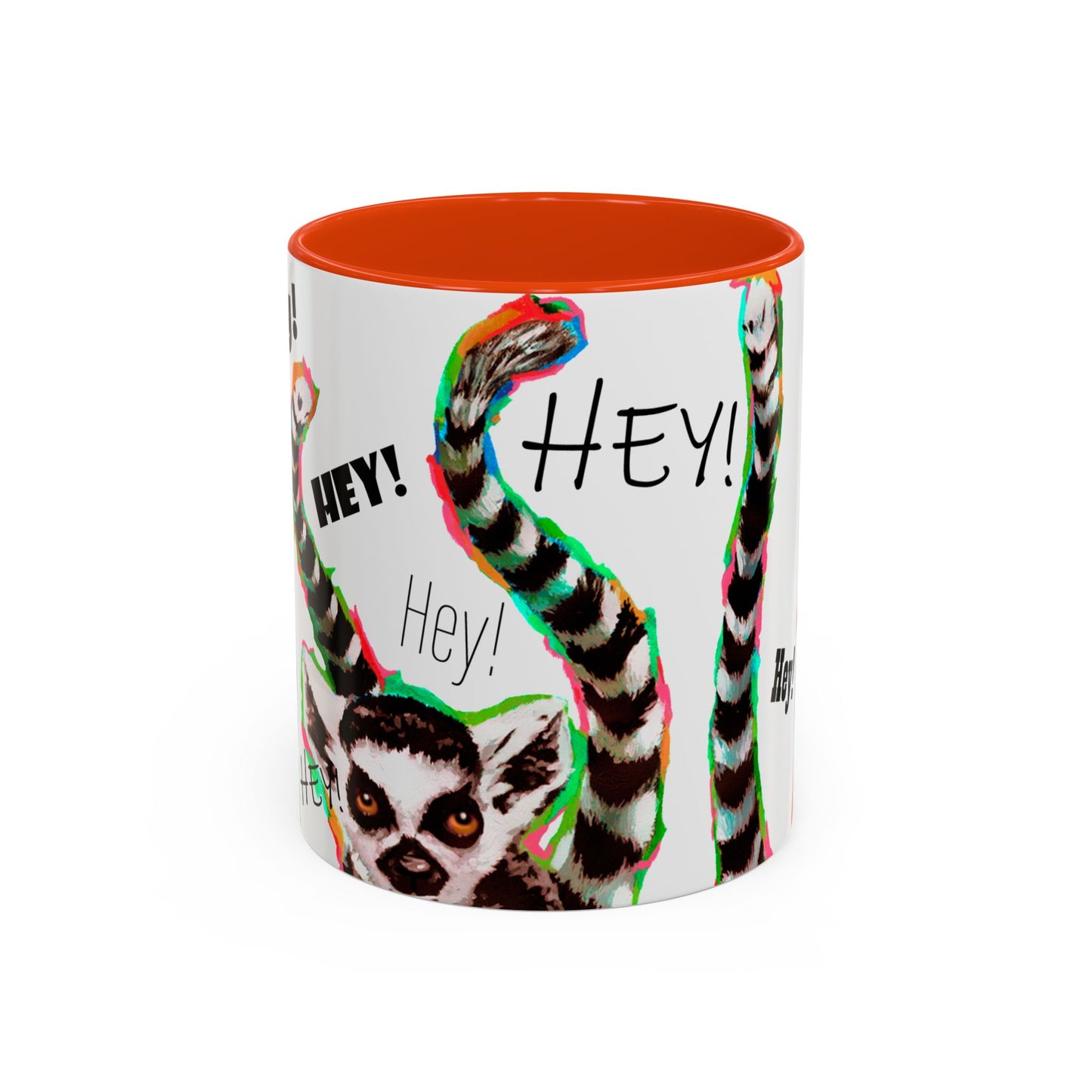 Lemurs from Madagascar scrambling to say "Hey!" - Colorful Mug by Artist Marie Frederique