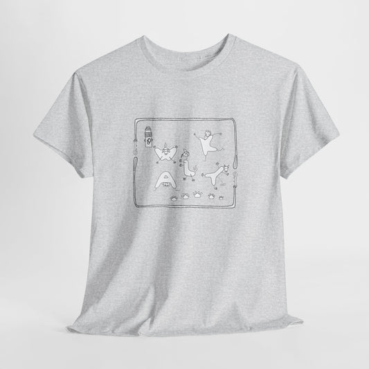 Dog walking, Cute Crewneck Tee - by artist Marie Frederique