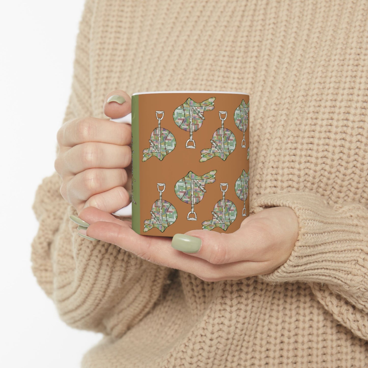 Equestrian Saddle pattern Ceramic Mug (11oz/15oz) by artist Marie Frederique