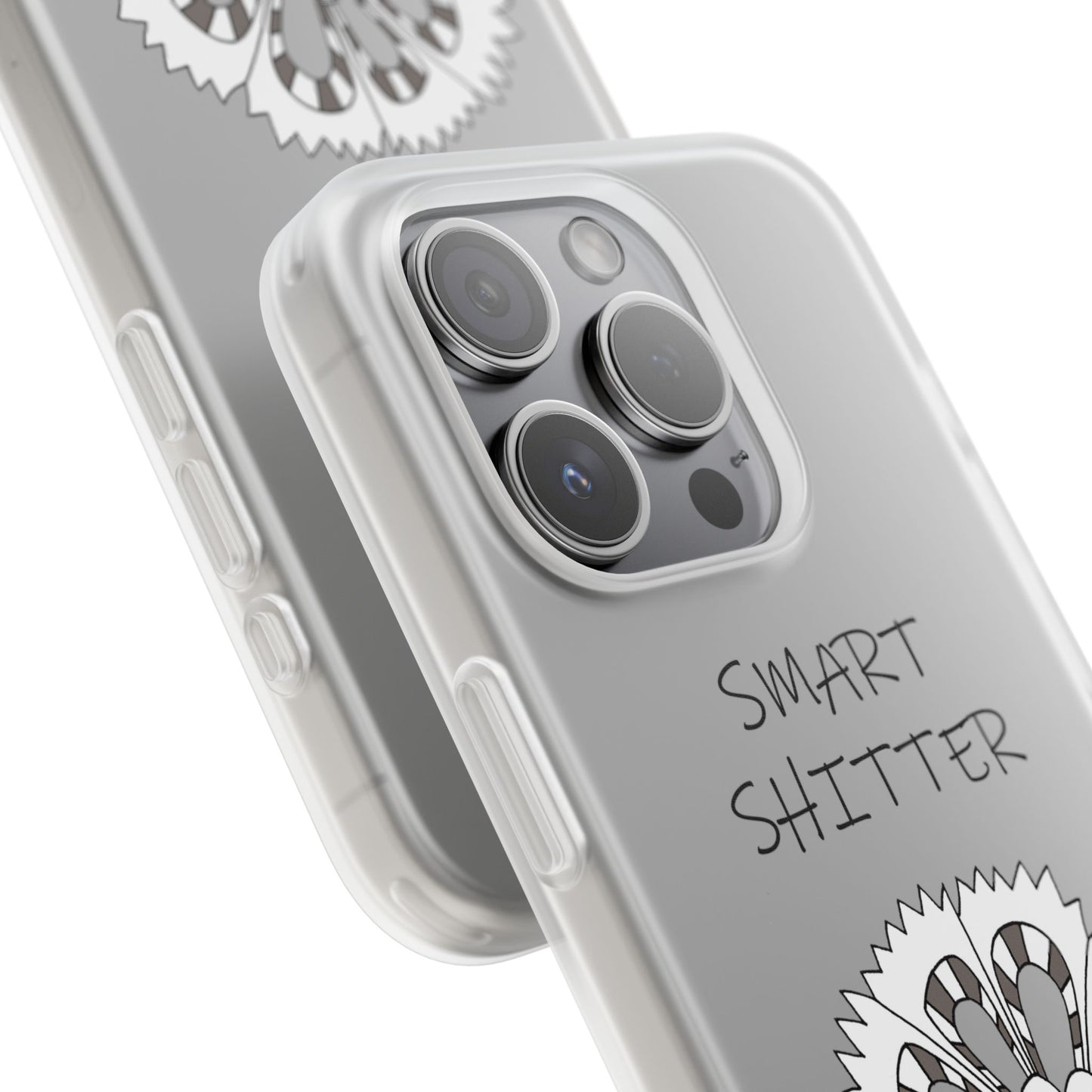 SMART SHITTER, with a Mandala Flower in black and white, Adult Humor phone case - Flexi Cases by artist Marie Frederique