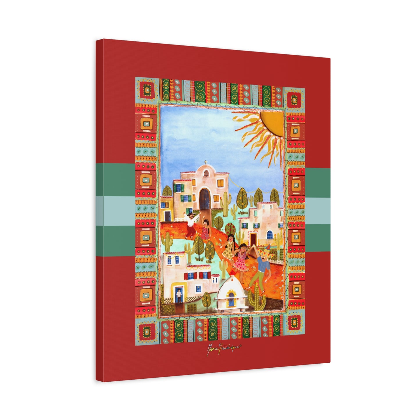 Fiesta Village Sun, Matte Canvas print by artist Marie Frederique